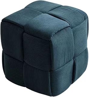 Footstool Living Room Stool Vanity Stool Sofa Stool Small Square Stool Shoe Changing Stool Cross Weaving Craft Breathable Fabric Size 38 * 38 * 38cm/15 * 15 * 15 Inch(Color:Corduroy Fabric b