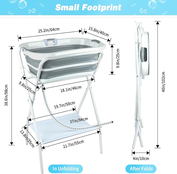 FHTONGE 2 in 1 Collapsible Elevated Dog Bathtub Station with Drain Collar