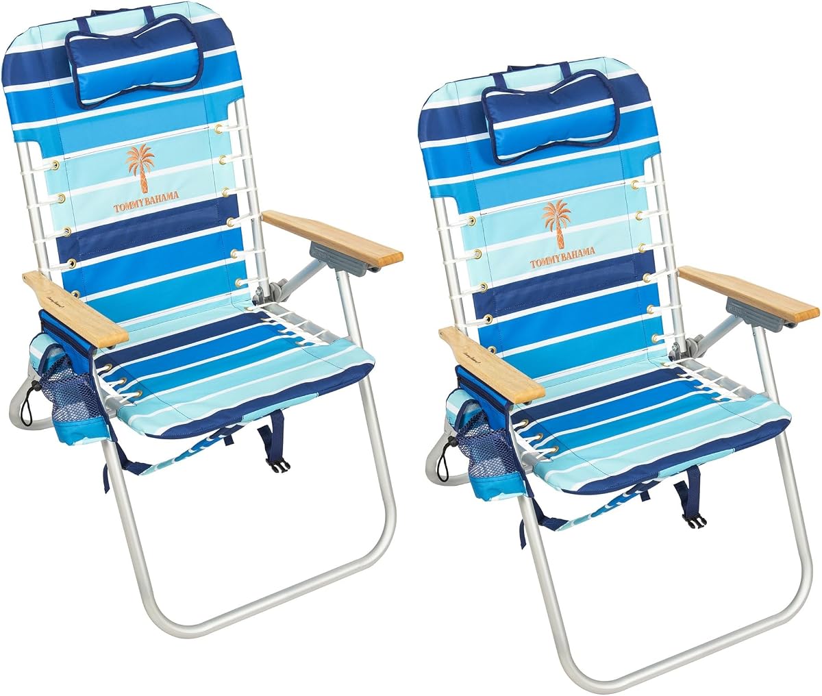 Hi-Boy 17"Altura del asiento 4 posiciones Suspensión con cordones Silla de mochila de playa plegable