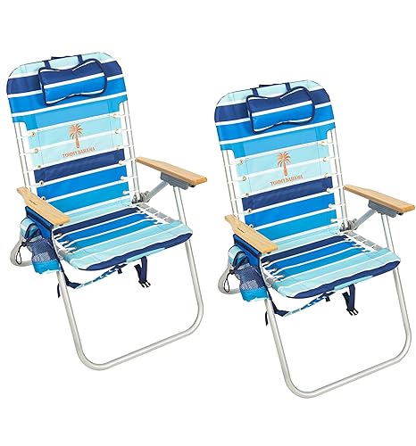 Tommy Bahama Hi-Boy 17" Seat Height 4-Position Lace-Up Suspension Folding Beach Backpack Chair