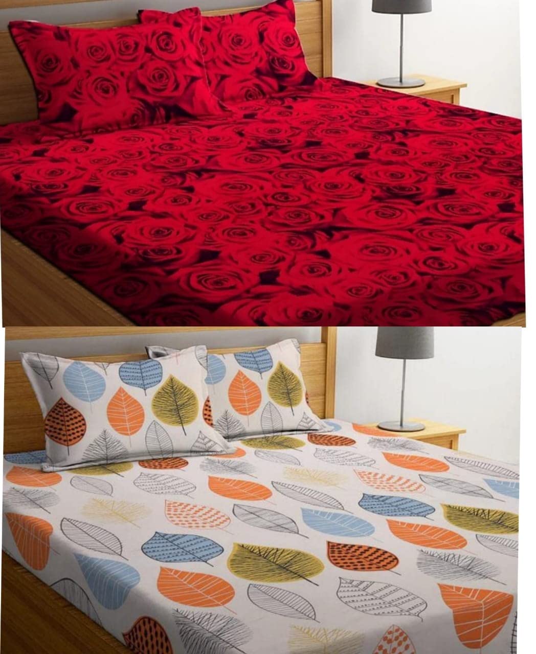 Soniasaa Prime Collection Combo Pack of 2 Double Bedsheet with 4 Pillow Covers | 160 TC Soft Cotton-Blend 230X228 Cm Combo Double Bedsheet for Double Bed (B0BRZFC3RK) Amazon Price History, Amazon Price Tracker
