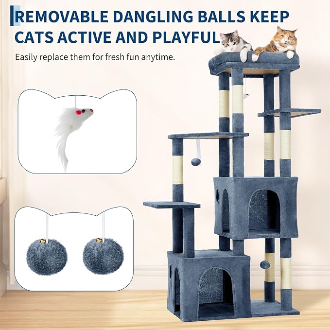 Árbol para Gatos Takywep Azul Claro 61" Multi-niveles miniatura 3