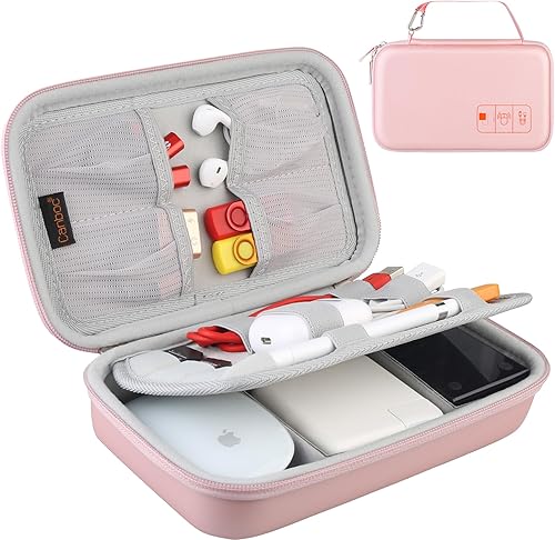 Miniatura 8 de Organizador electrónico duro, estuche de viaje, accesorios electrónicos, bolsa de almacenamiento de alambre de doble capa, caja a prueba de golpes