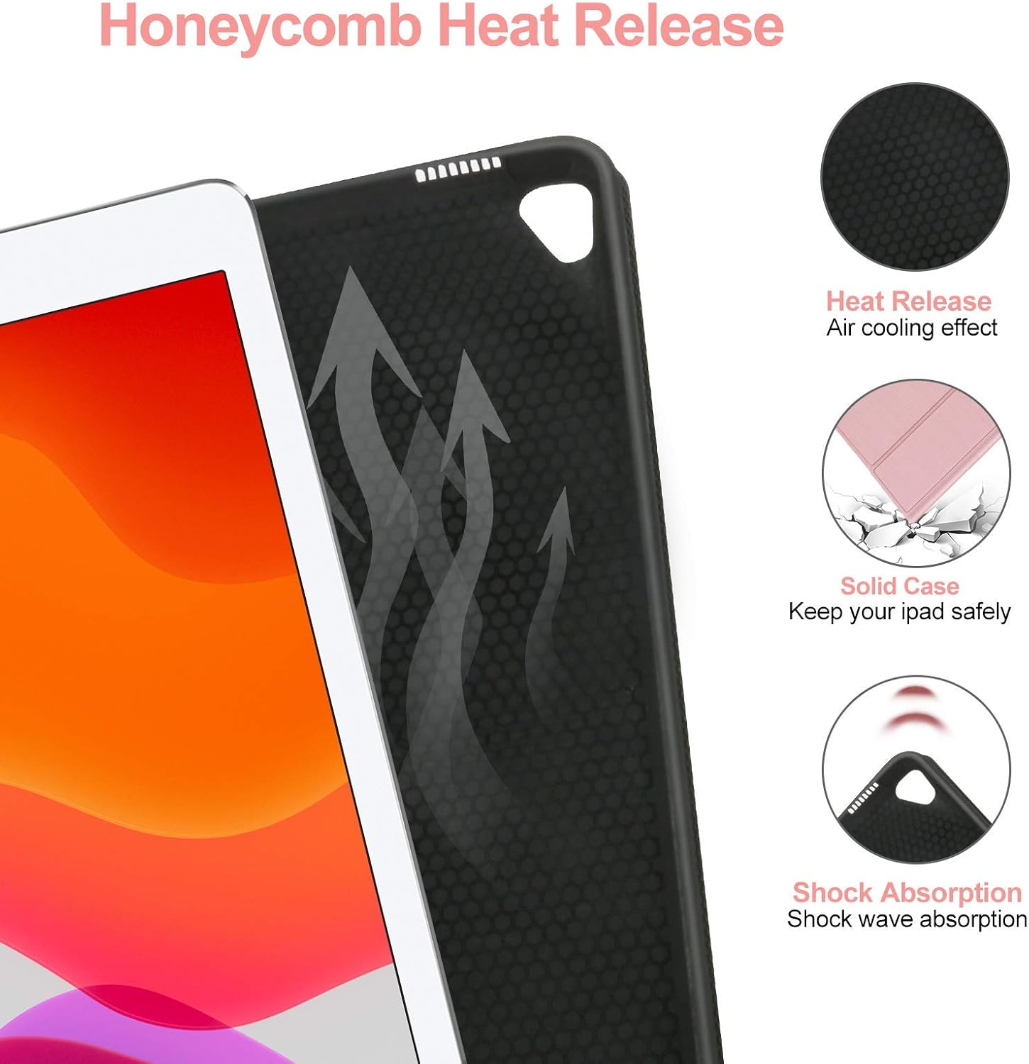 🔥 iPad 8th Generation Case with Keyboard, 7 Color Backlit Detachable Keyboard, Slim Folio Case Built-in Pencil Holder for iPad 7/8th 10.2 Inch & iPad Air 3rd 10.5 Inch & iPad Pro 10.5 inch, Rose Gold