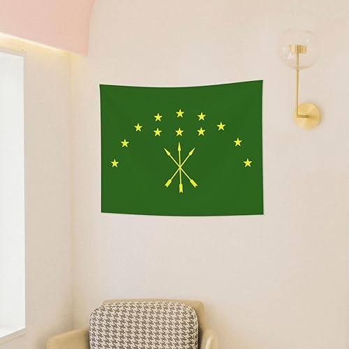 Miniatura 4 de Rqwaaed Tapiz de bandera circasiana adorna perfectamente la pared de 29 x 37 pulgadas