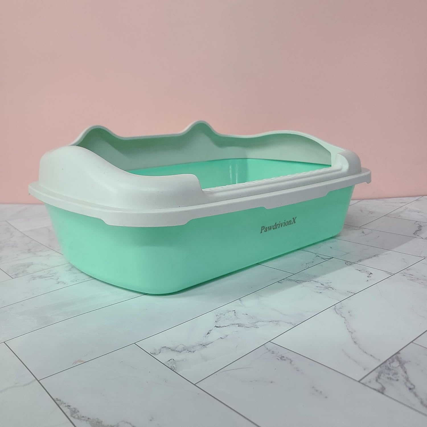 PawdrivionX Pet Litter Boxes, Open Top Cat Litter Box, Anti-Splashing High Sided Kitty Litter Pan, Easy Clean Non-Stick Litter Tray for Indoor Cats, Mint Green