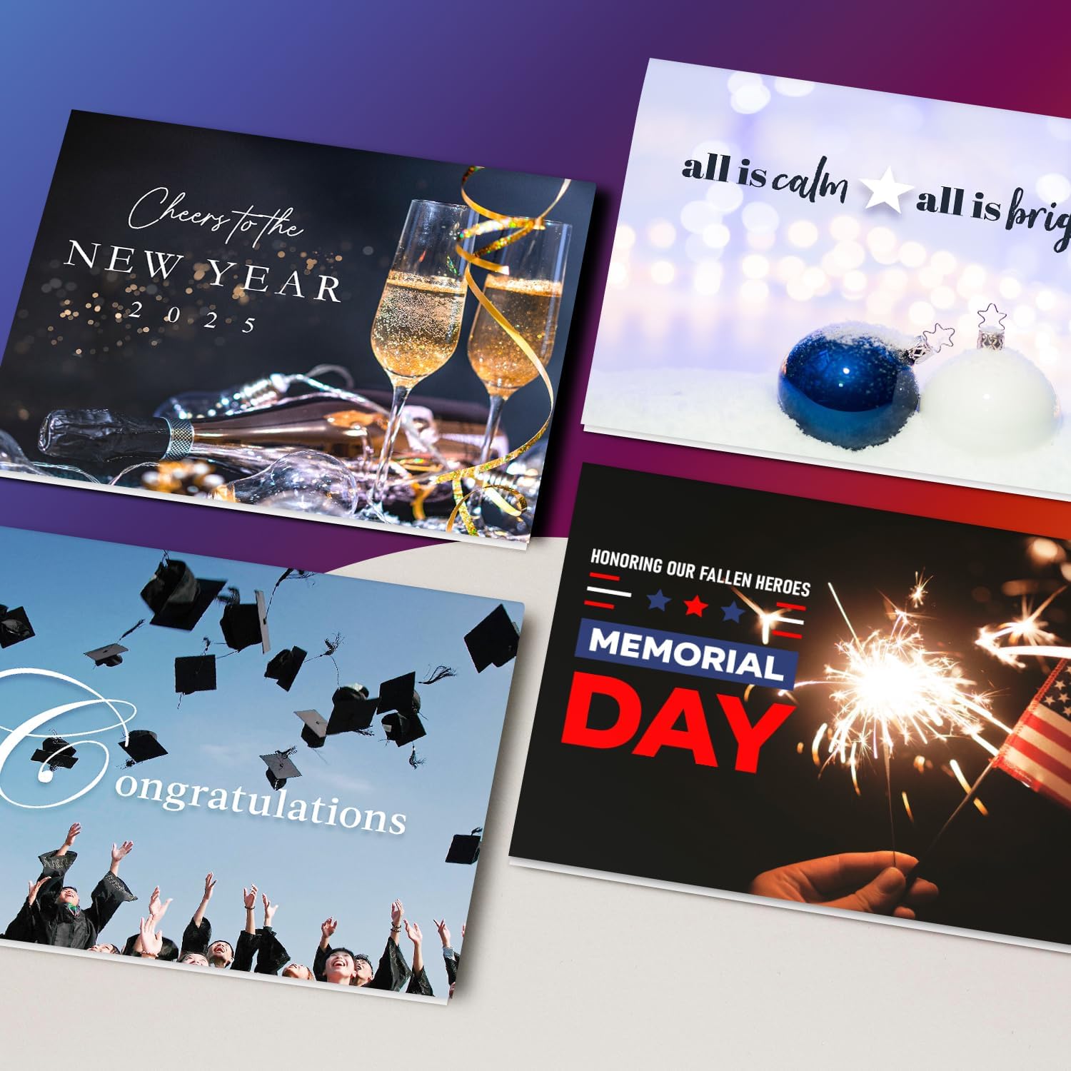 Custom Print Your Greeting Cards – Design or Upload Your Own Personalized Card for Weddings Holidays Birthdays Graduations – Make Your Choice of Text & Graphic – 8.5 x 5.5" – 10 per Pack (Vertical)