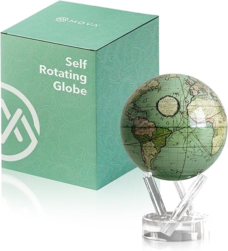 MOVA Globe - Antiguo Cassini Green Classic (4.5 pulgadas) | Globo de escritorio giratorio alimentado por energía solar | Regalo decorativo clásico |