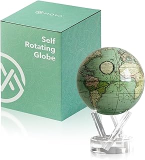 MOVA Globe - Clásico Antiguo Cassini Green (4,5") | Globo de sobremesa giratorio alimentado por energía solar | Regalo Decorativo Clásico | Sin cables ni pilas | Decoración de Movimiento Silencioso