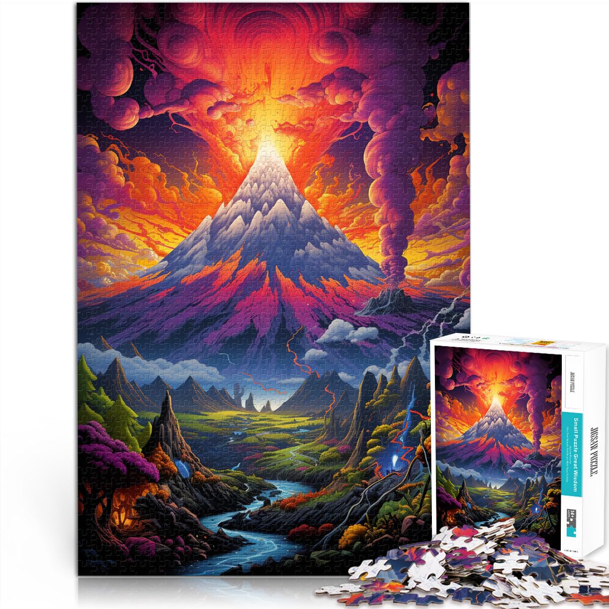 Puzzle da 2000 pezzi per adulti vulcano rompicapo Puzzle con pezzi completamente ad incastro a forma casuale 70 x 100 cm per adolescenti dai 14 anni in su