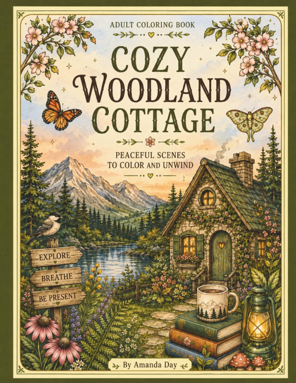 Cozy Woodland Cottage Coloring Book: An Adult Coloring Book of Peaceful Scenes to Color and Unwind