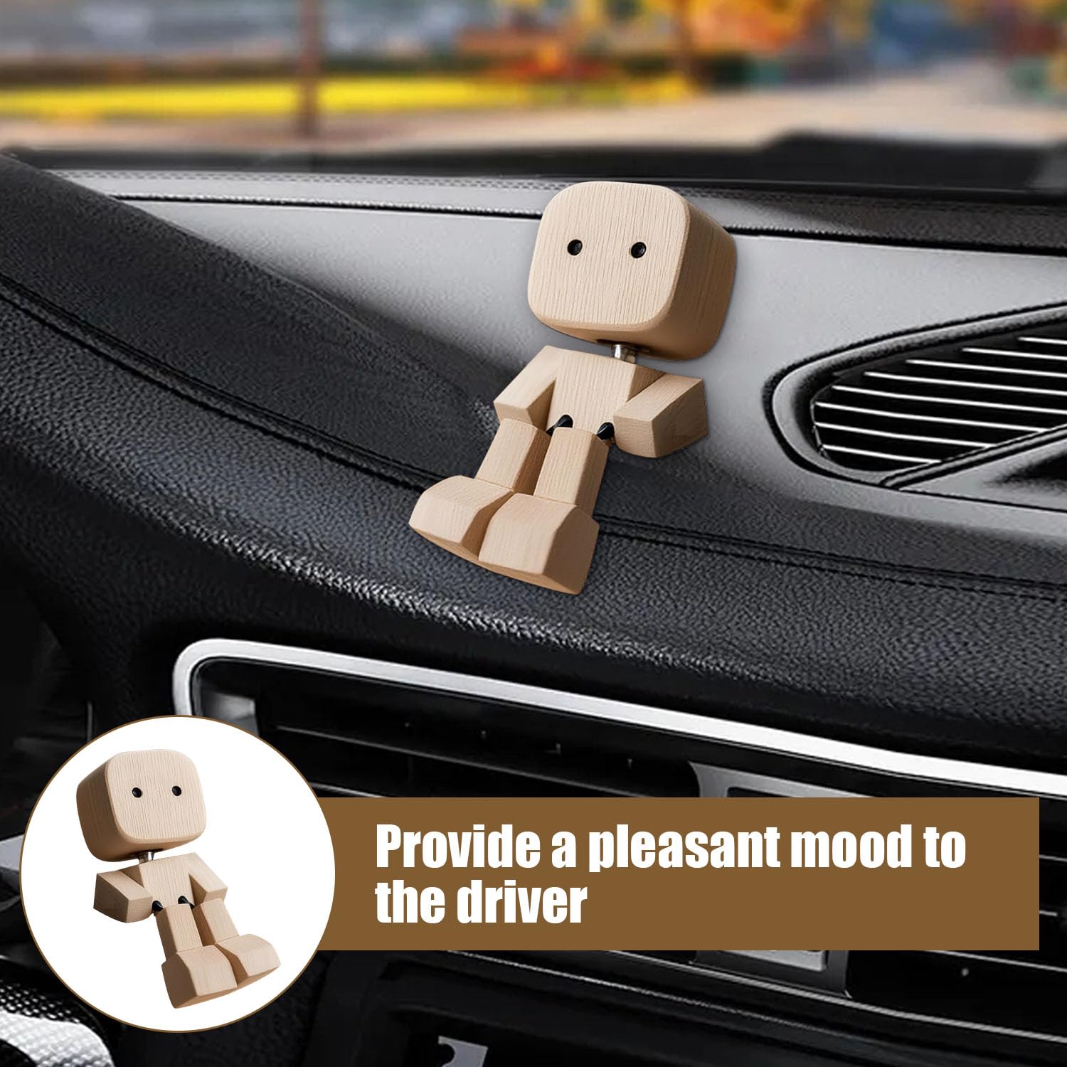 Charmante Petite Figurine En Bois Oscillant Avec 12 Expressions Magnétiques - Fabriquée à La Main - En Bois - Pieds Secouants - Décoration De Bureau