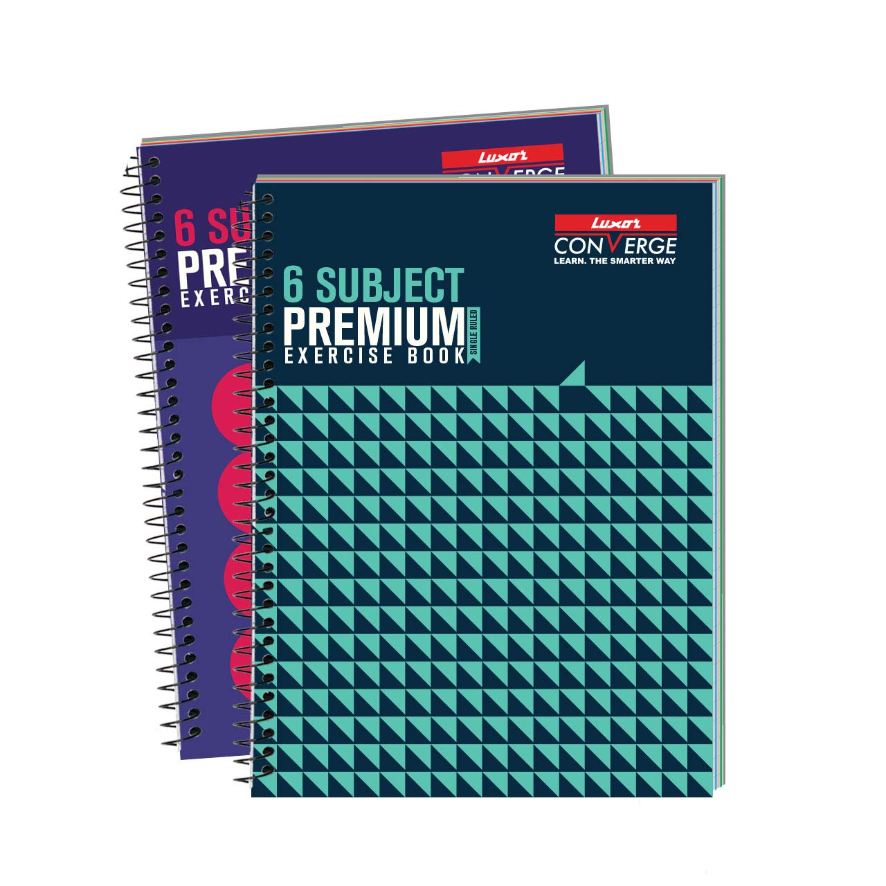 Luxor6 Subject Spiral Premium Exercise Notebook, Single Ruled - (18cm X 24cm), 300 Pages, Pack of 2