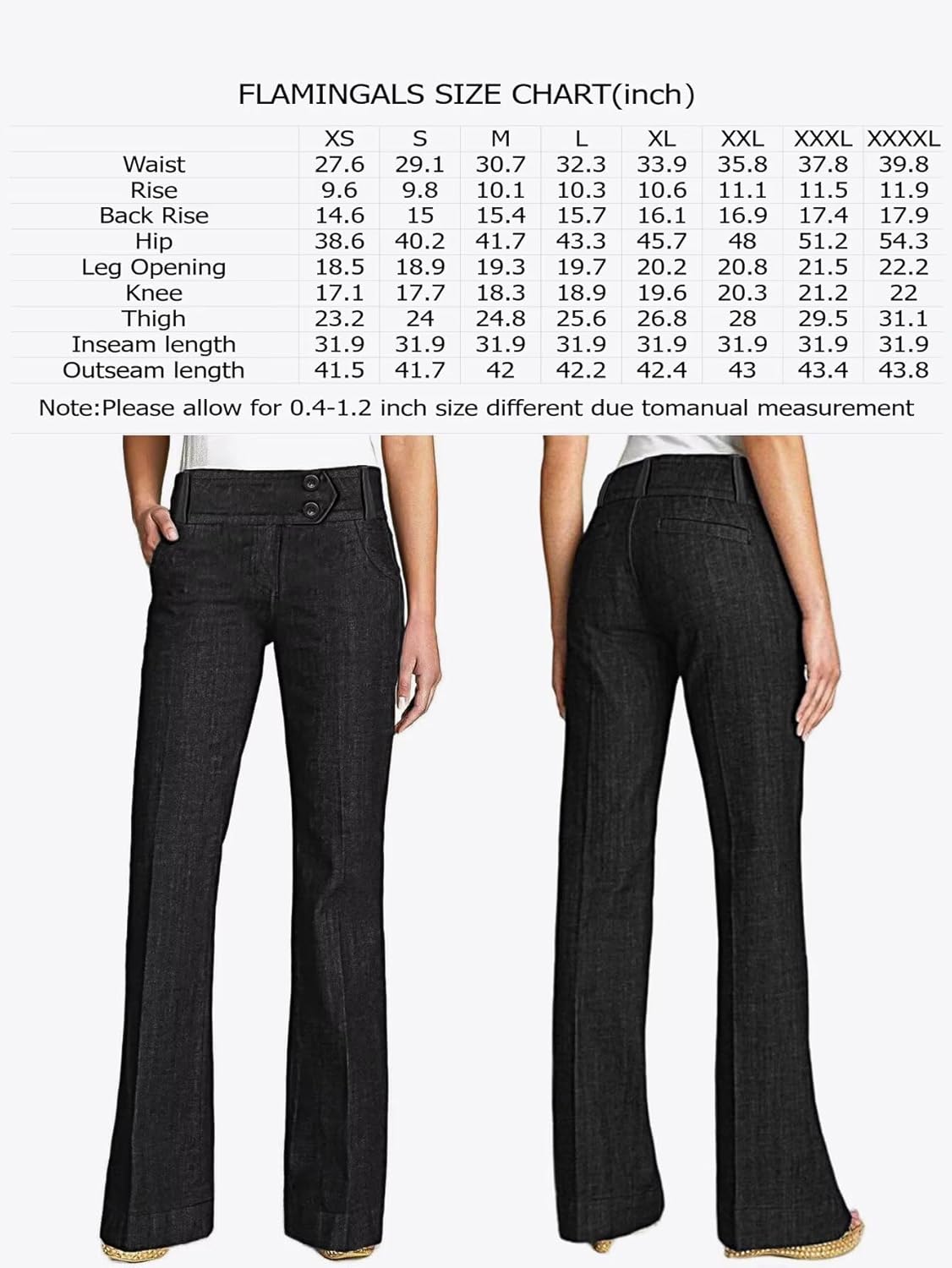 Flamingals Women's Bootcut Dress Pants Mid Rise Double Botton Business Casual Outfits Work Slacks