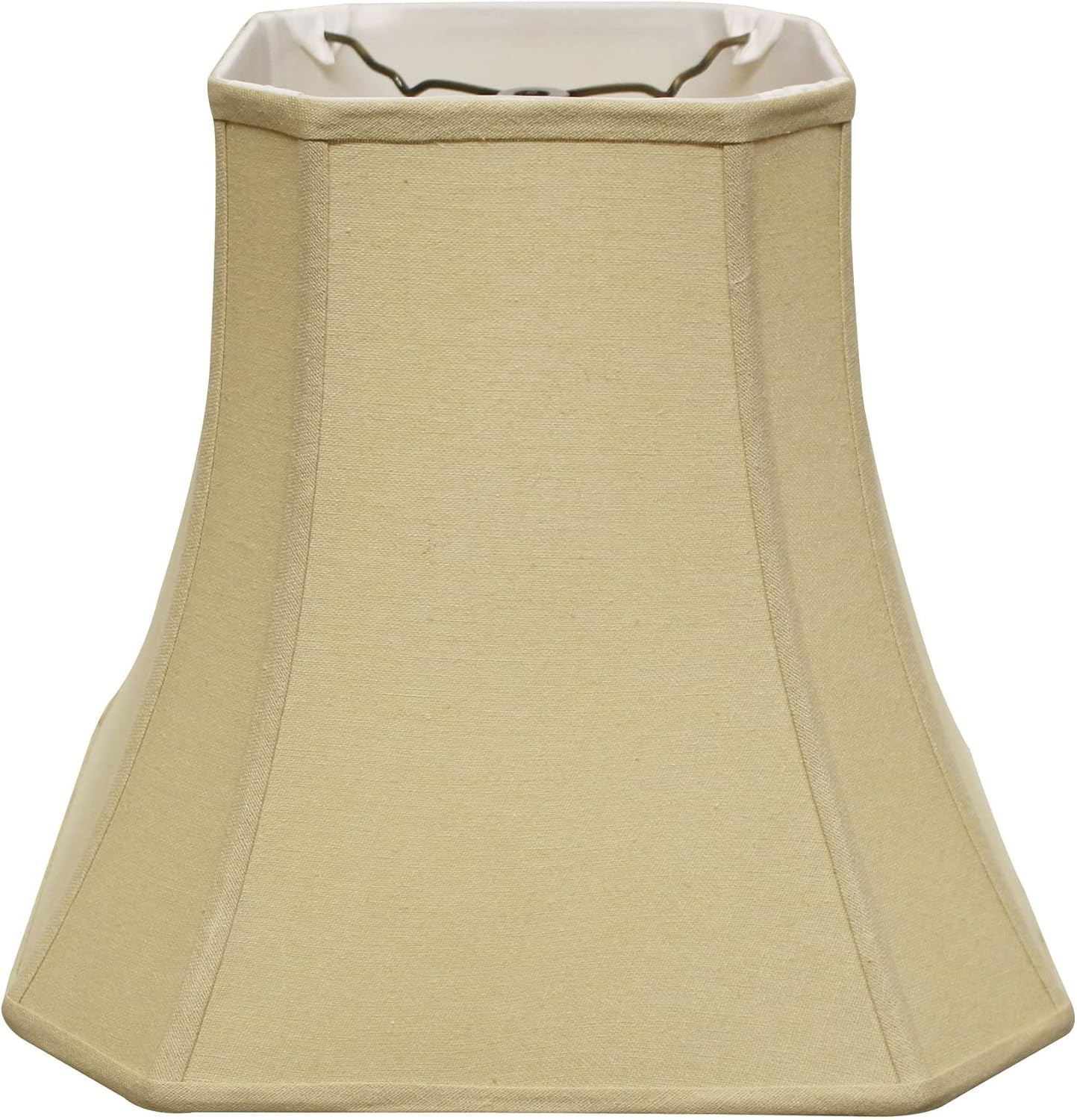 Cloth & Wire Cut Corner Square Bell Softback Lampshade with Washer Fitter, Tan Color Fabric Lampshade for Table Lamps, Natural Linen, 9" Top x 16" Bottom x 13" Height