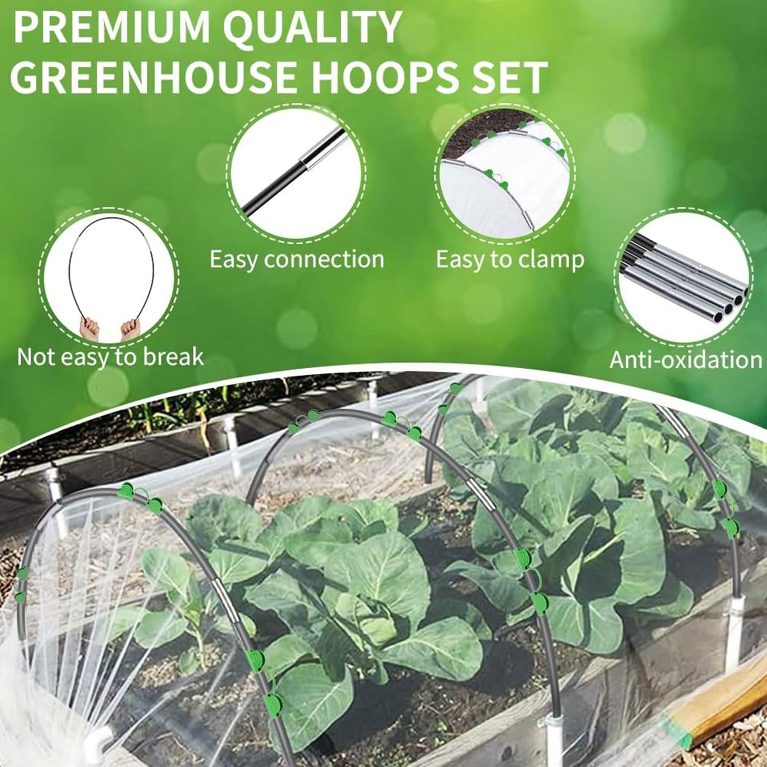 Shengruili 30 pièces Arcs de tunnel de plantation, 3X10M filet anti-insectes, tunnel en film pour jardin surélevé, filet pour légumes de jardin, filet de protection des plantes, filet pour plantes et