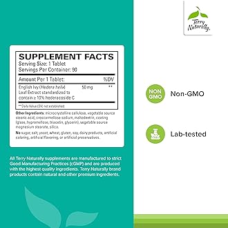 Terry Naturally Bronchial Clear - 90 Tablets - Soothing Lung & Upper Respiratory Function Support Supplement, Non-Drowsy, Non-Jittery - Non-GMO, Gluten-Free - 90 Servings