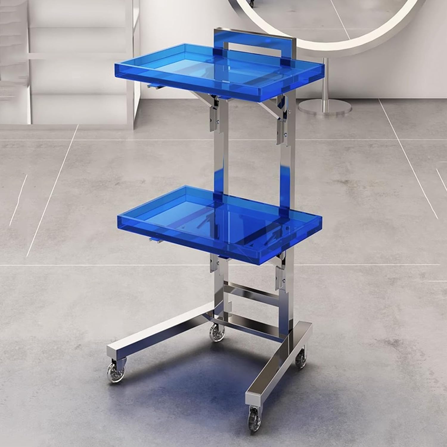 Carrello for Salone Carrello for Salone in Acciaio Inossidabile Vassoi Pieghevoli Carrello for Salone Carrello di stoccaggio a 3 Strati con Ruote Carrello for Carrello(Blue)