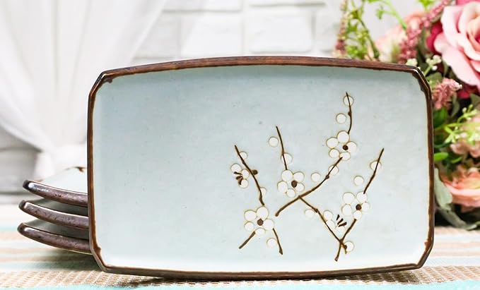 Pack De 4 Platos Rectangulares De Porcelana Soushun Sakura miniatura 2