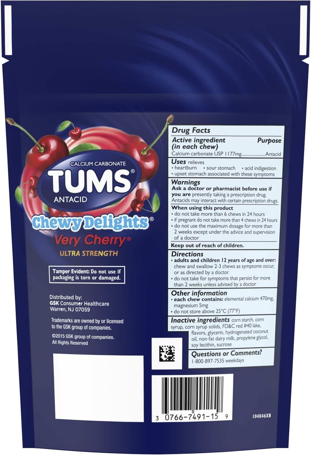 TUMS Chewy Delights Very Cherry Antacid 32 ea Kuwait Ubuy