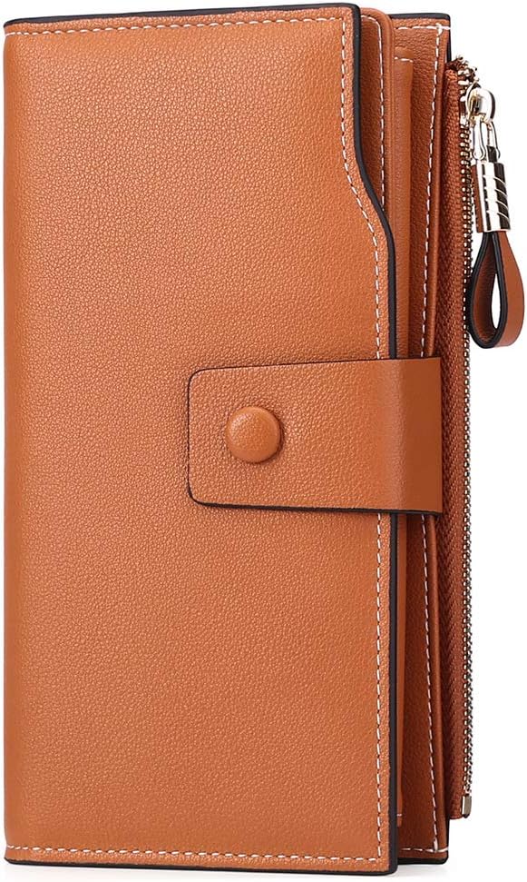 GAEKEAOLadies Purse, Large Capacity RFID Blocking Leather Women's Wallet with Multiple Card Slots and Zipper Coin Purse