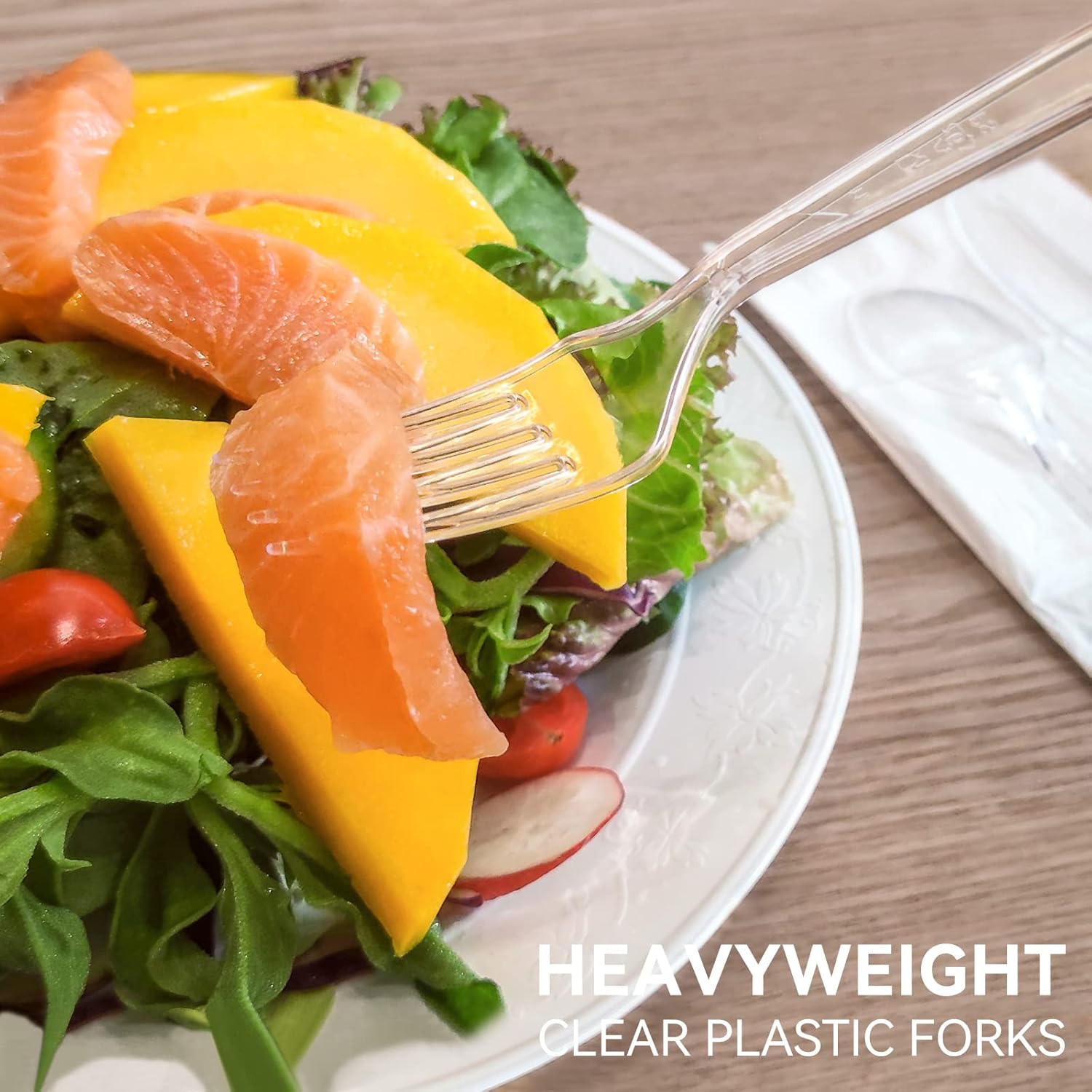 400 Count Plastic Forks Heavy Duty, Clear, BPA-Free, Heat Resistant, Solid and Durable Disposable Forks Bulk, Premium Plastic Forks heavy duty for Party Supply - Image 4