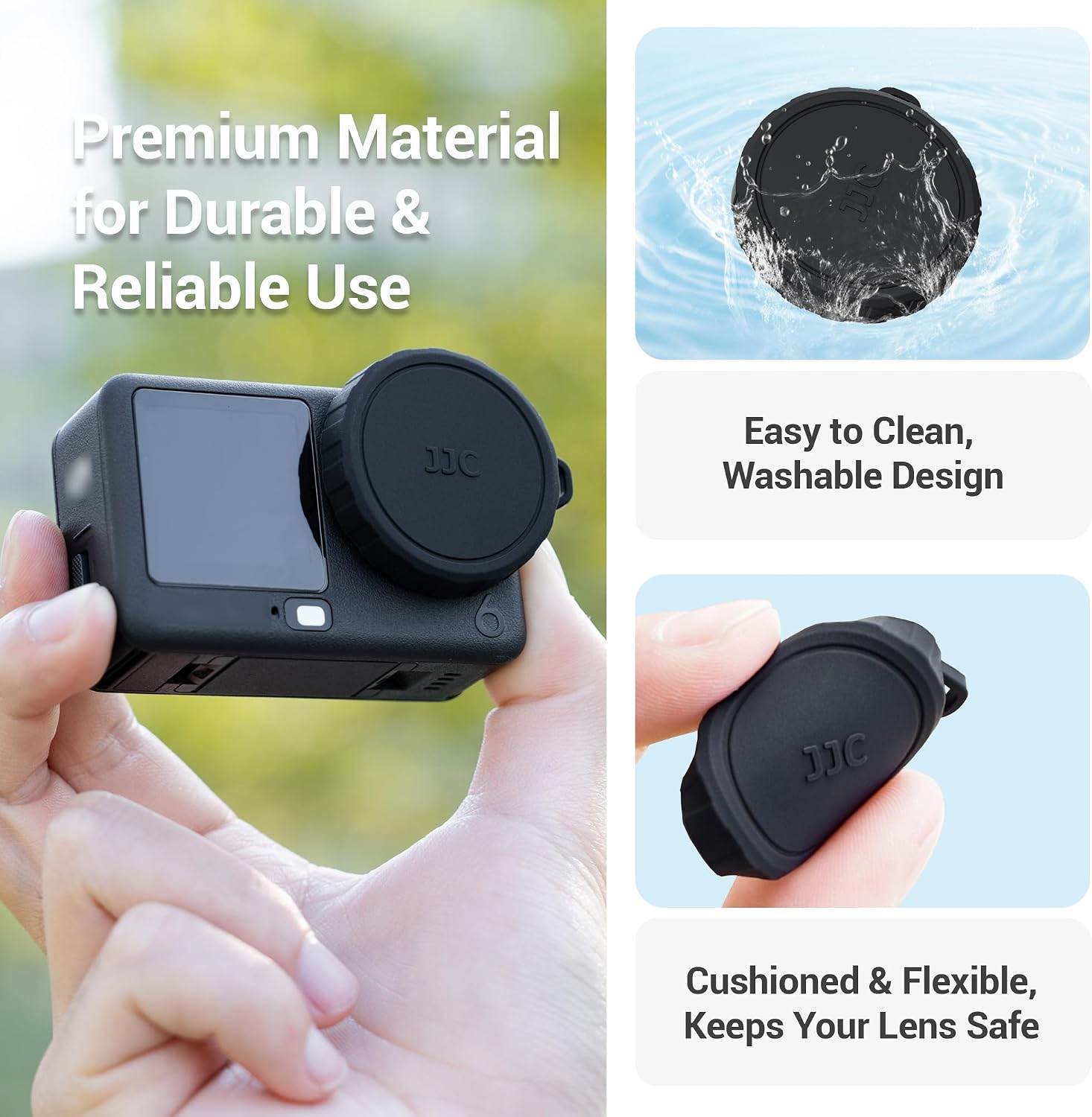 JJC Action 6 Rubber Lens Cap for DJI Osmo Action 6 Accessories, Silicone Protective Cover with Anti-Loss String, Protect Glass Lens Cover from Crack Bumps Dust Scratch When Not Using for Action6