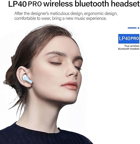 Miniatura 4 de LP40 Pro - Auriculares inalámbricos Bluetooth 5.3 con micrófono, auriculares estéreo duales con cancelación de ruido, baja latencia, auriculares