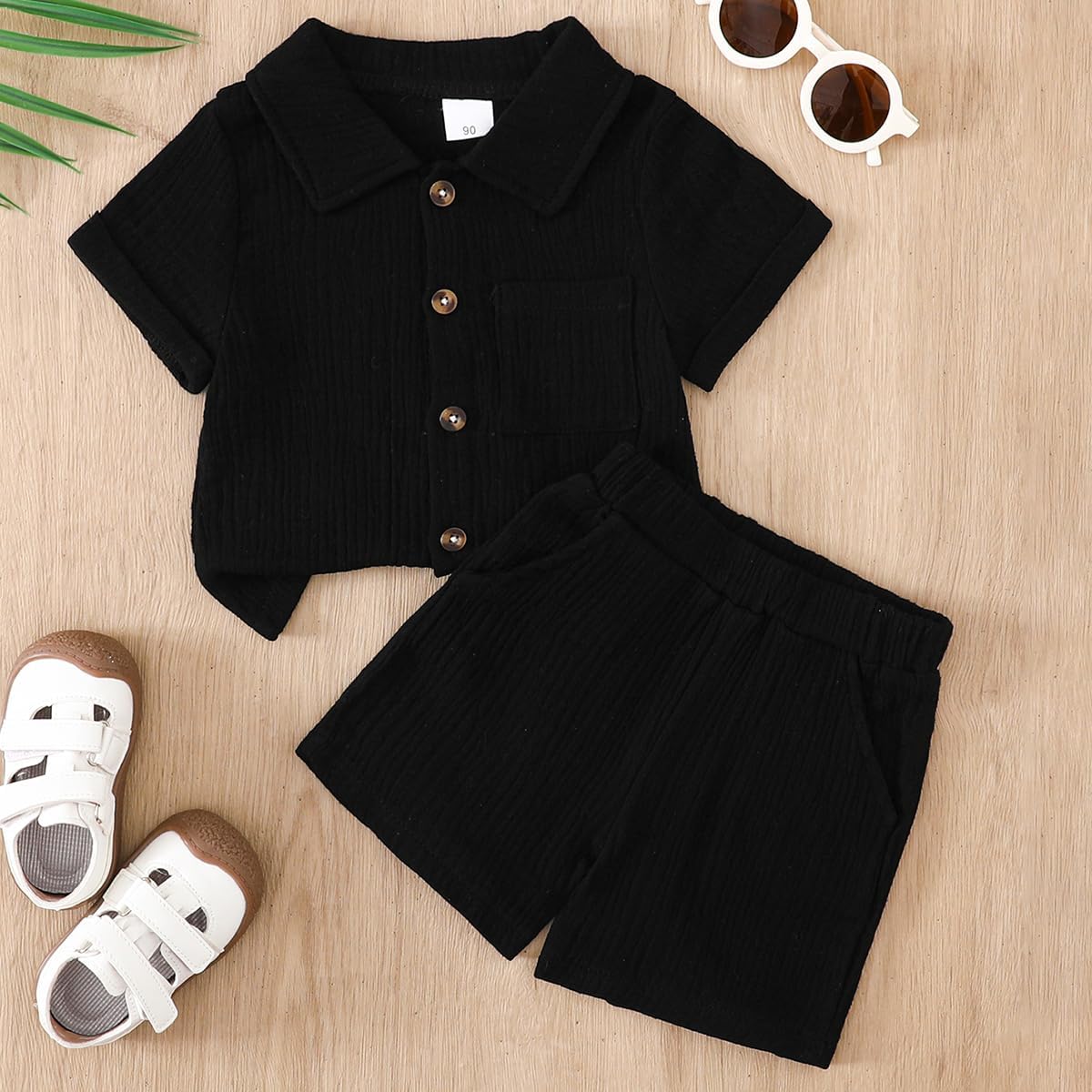 XFGLCK Toddler Boy Girl Summer Clothes Cotton Linen Short Sleeve Shirt Shorts Set Unisex Casual Outfit 9M-4T