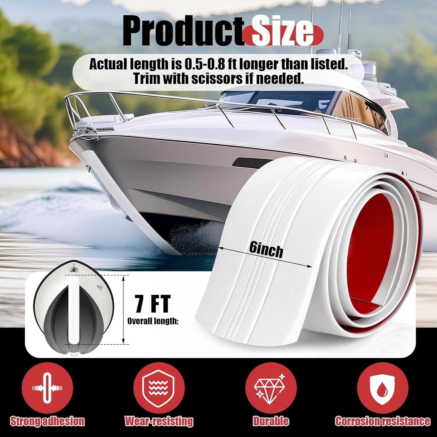 2 Pcs Bow& Keel Guard Kit for Fiberglass Boats Stainless Steel Boat Bow Protector Notched Self-Adhesive DIY Hull Keel Protector Guard Shield for Ships from Wear and Scratches