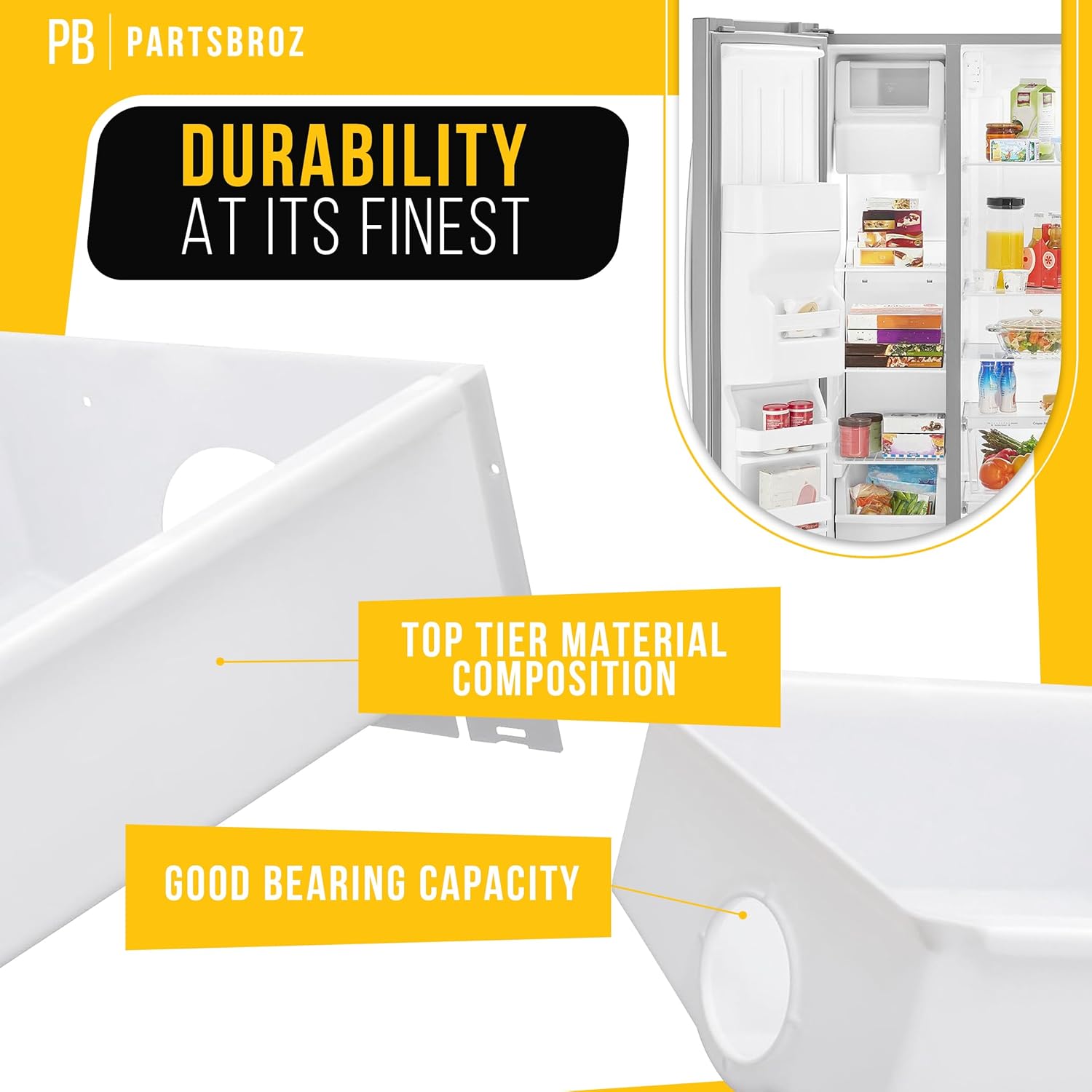 PartsBroz WPW10670845 Ice Bucket for Freezer Tray for Whirlpool Ice Maker Tray, Kenmore Ice Bin Replacement Amana KitchenAid Maytag Refrigerator Ice Cube Container Part W10670845 3451073 PS11757044