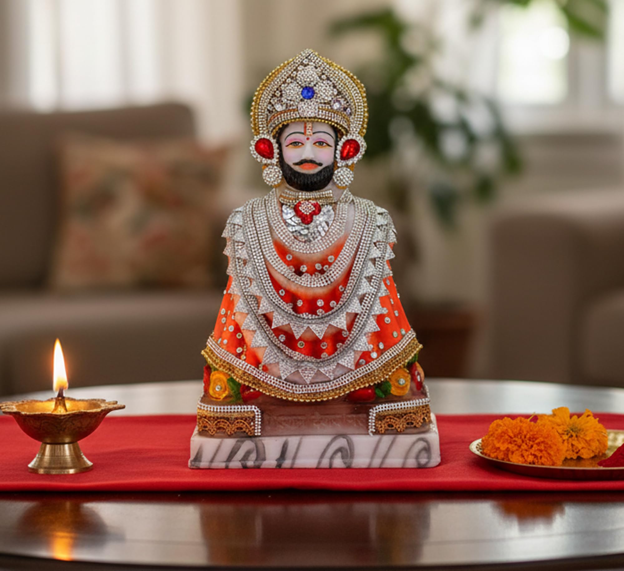 Esplanade Multicolor Resin Khatu Shyam Ji Statue - 11.5 Inches | Shyam Baba Idol For Home Temple | Pooja Idols | Home Decor