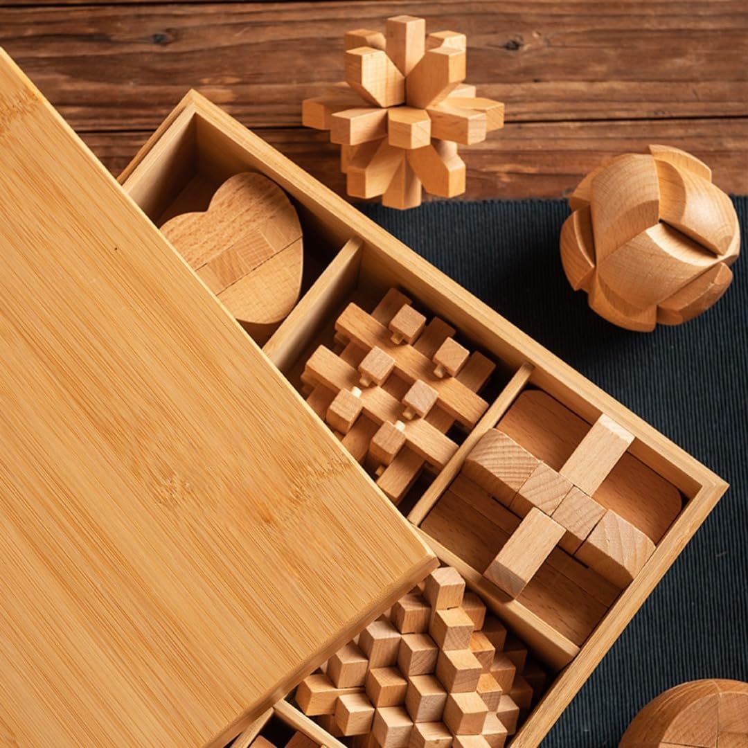 Kiwet脳の体操 IQテスト 3D 木製 パズルおもちゃ セットブレインマインドティーザーパズル大人＆子供向けギフト 木製の知育玩