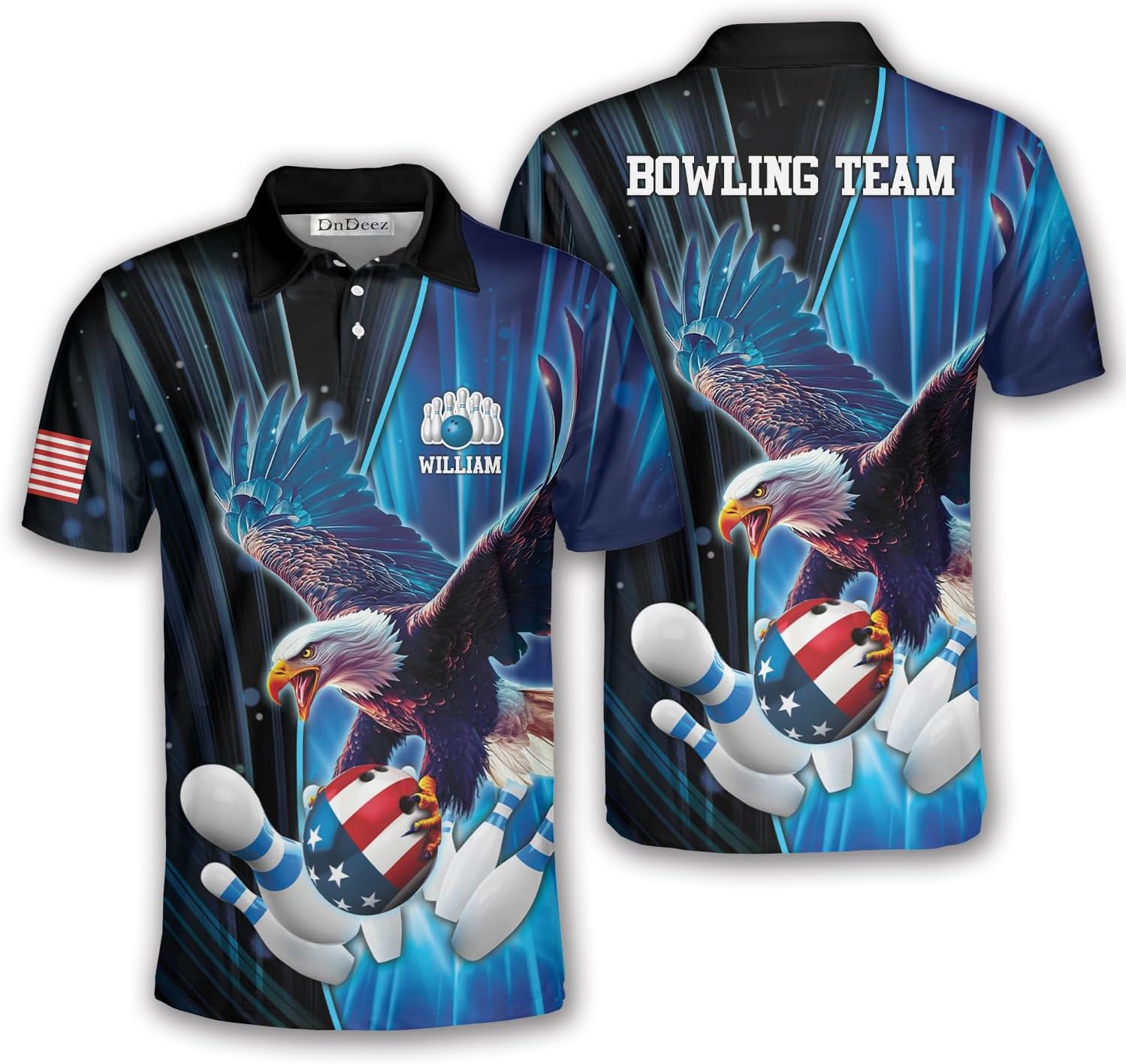 Custom Bowling Shirts for Men, Bowling Jerseys Unisex Polo Animals Wolf Bear Eagle, Sizes S - 5XL