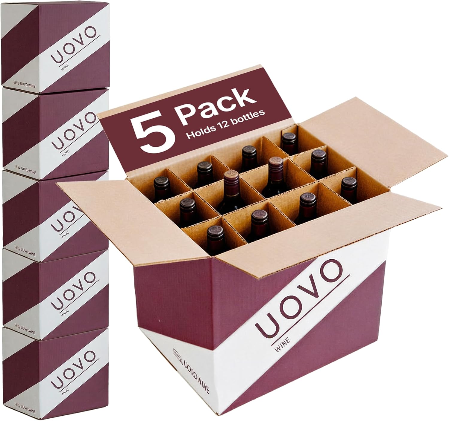 12-Bottle Upright Wine Storage Box | Wine Bottle Storage Box Stores 12 (750mL) Bottles | Bundle Options Available | Pre-Cut Inserts Included (10)
