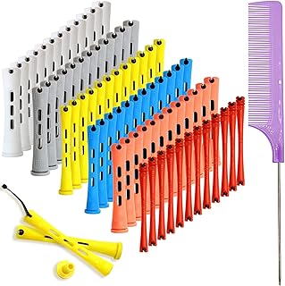 72 Pcs Perm Rods for Short Hair,Small Perm Rollers,Hair Rods for Curls Hairs with Rat Tail Combs and Steel Pintail,for Hairdressing Styling Essential Tools and Perming Cold Wave(Six Color)