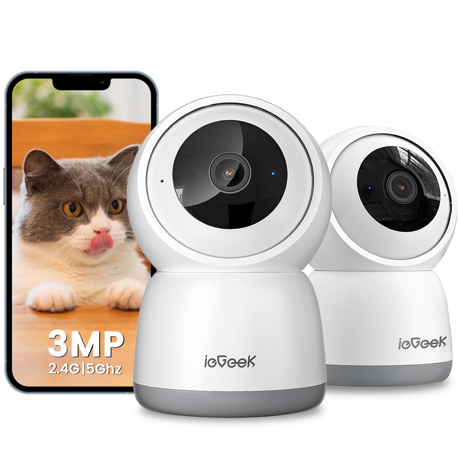 ieGeek 5MP Camera Surveillance WiFi Interieur 360° PTZ Détection Mouve... pas cher