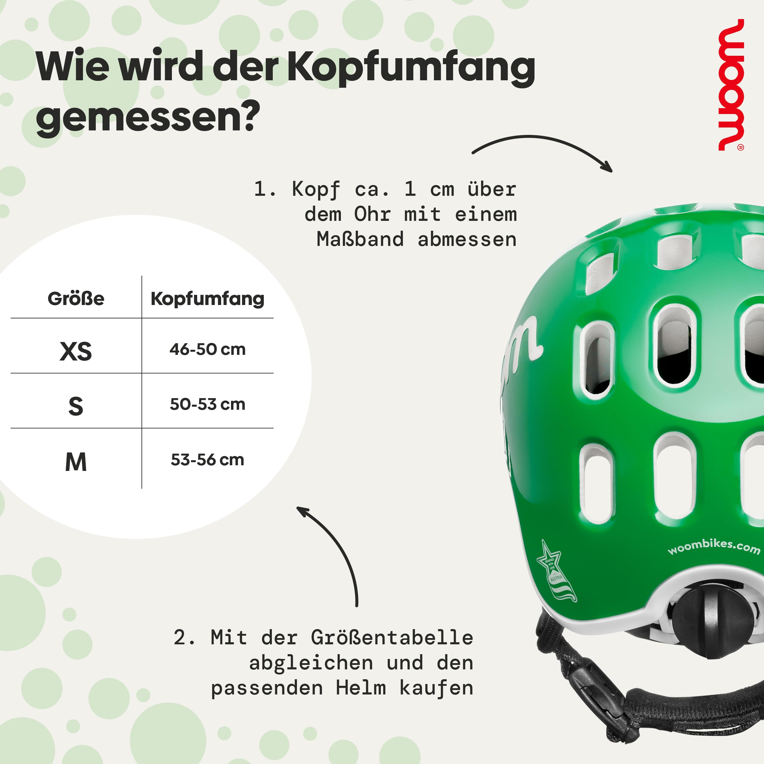 woom Kids Helm, Fahrradhelm fr Kinder, mit Visier, fr Jungen und Mdchen,  4650 cm, Gre XS, Verstellbar, Aufprallschutz, Grn (woom Green) :  Amazon.de: Sport & Freizeit