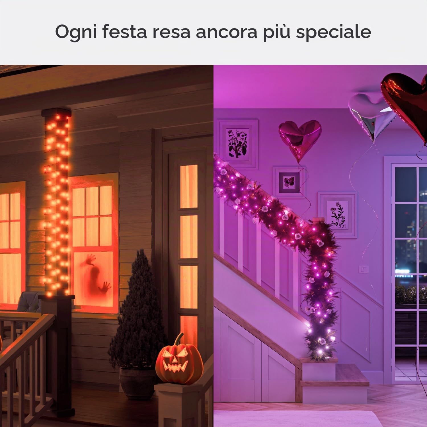 Nanoleaf 24M Smart Luci a stringa collegate con Scena Natalizia, 300 LED RGBIC indirizzabili, Interno & Esterno, Musical Sync, Matter sopra WiFi, Controllo tramite App, Voce (Alexa Apple Google Home)