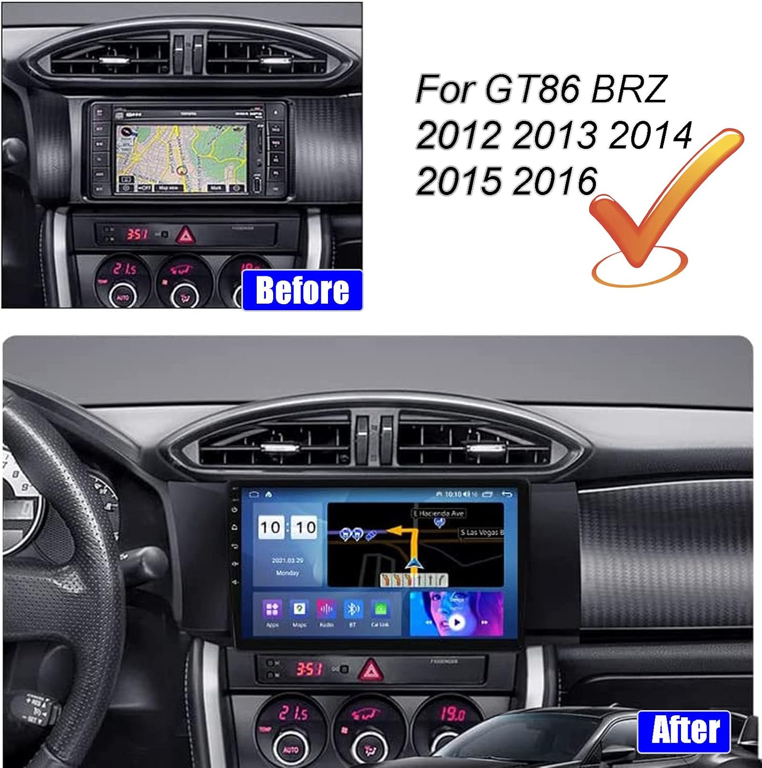 9 inch Car Stereo Android 11 Autorradio with GPS Nav Carplay GPS Nav for GT86 BRZ 2012-2016 Android Car Stereo WiFi BT Carplay FM RDS DSP GPS Car Entertainment Multimedia Radio