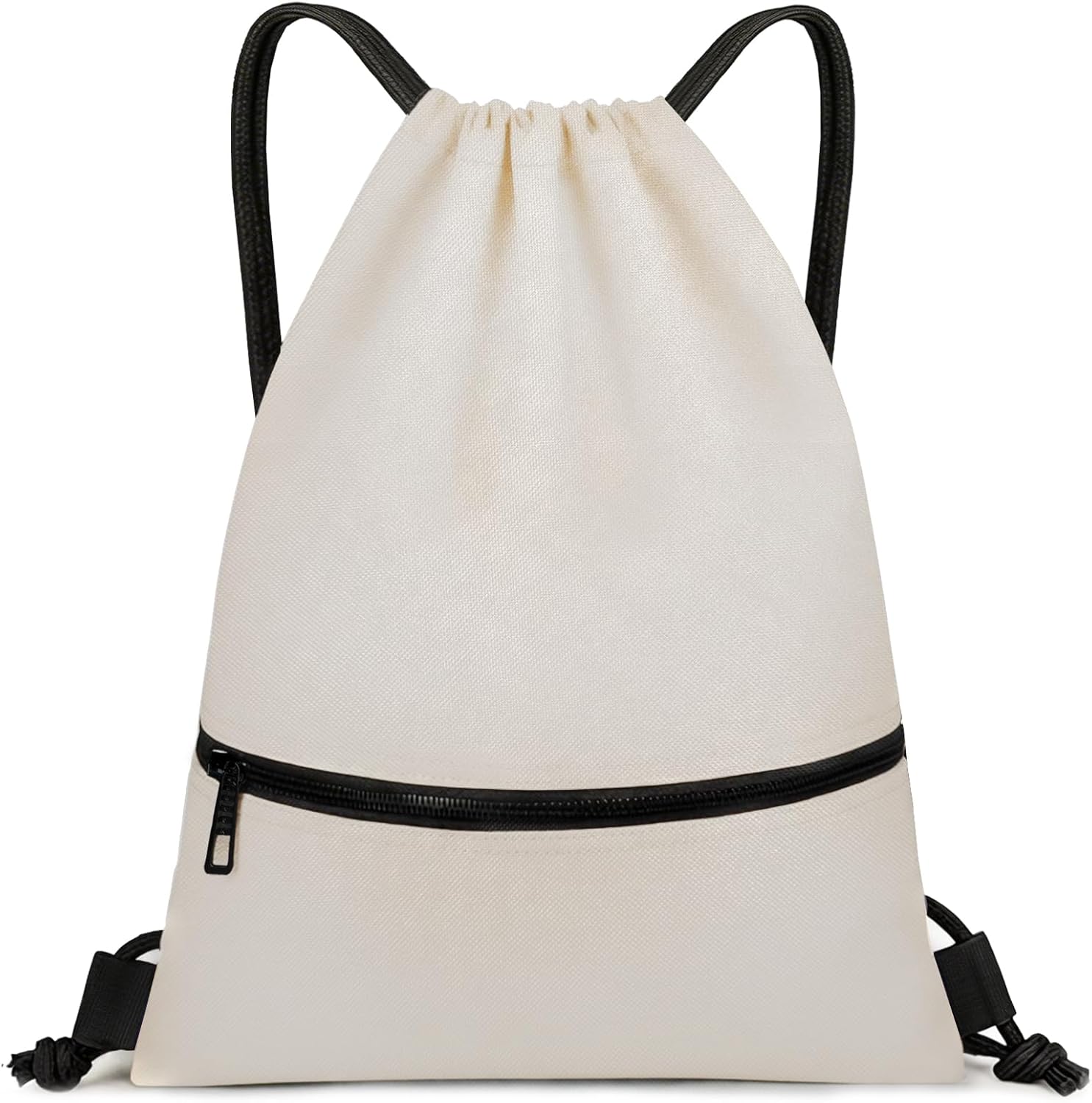 Large Drawstring Gym Bag Beach Backpack Waterproof - Customized Oversized Drawstring Beach Bag with Shoe Compartment for Toiletries, Towels, Gym, Travel(Beige,16.5 * 19 inches)