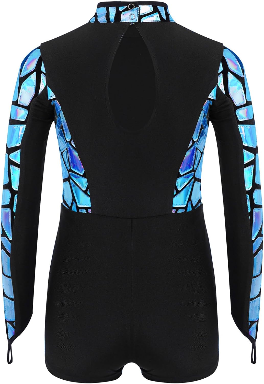 ACSUSS Kids Girls Metallic Gymnastics Leotard Dance Biketard Long Sleeve Unitard Athletic Shorts Jumpsuit