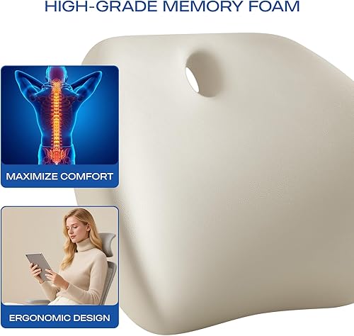 Miniatura 9 de Skechers Almohada de apoyo lumbar para silla de oficina, almohada lumbar de espuma viscoelástica, alivio del dolor de espalda baja, almohada de