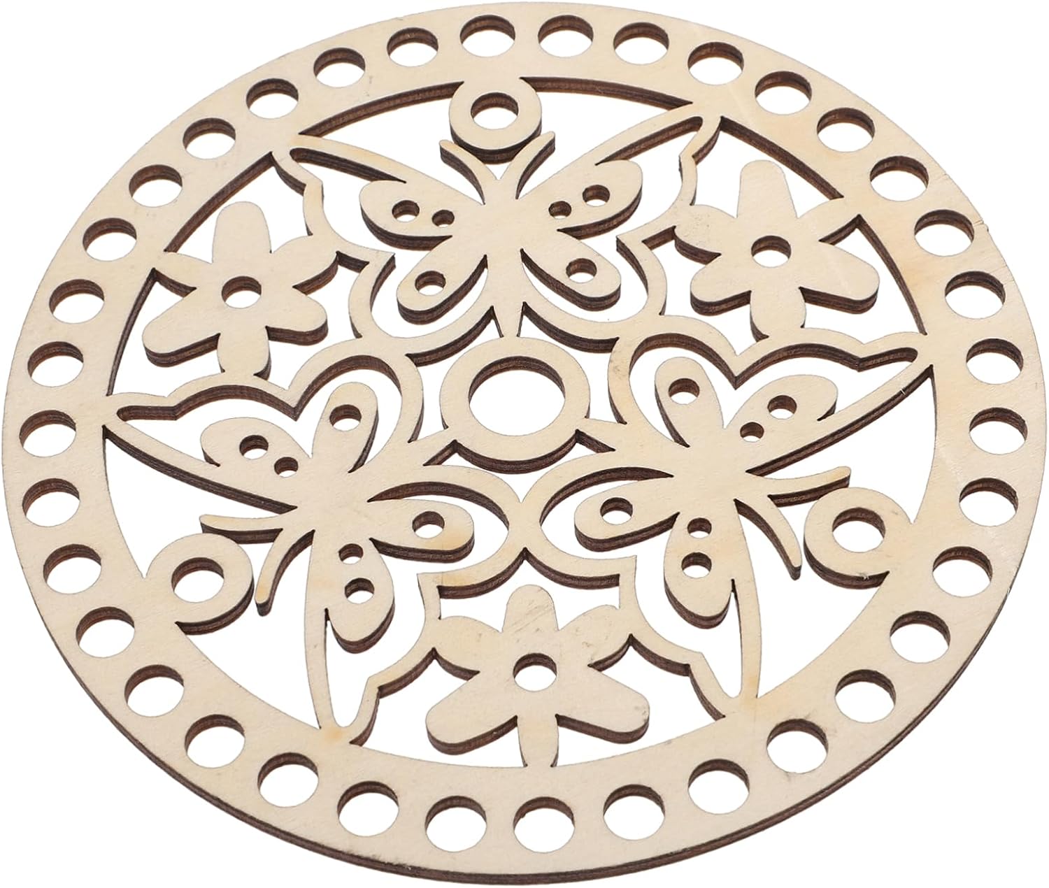 Uonlytech 2pcs Wooden Bag Bottom Base Crochet Basket Round Craft Base DIY Basket Weaving Supplies