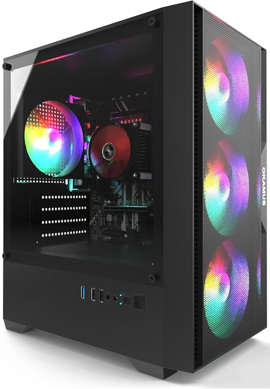 Pre-Built PC, i5 CPU Up to 3.6GHz, Integrated Graphics Only, 256 GB M.2, 8 GB RAM Cheap Budget Gaming PC, RGB Fans x 3, Win 11 Home，WiFi 6 + BT 5.3, 400W PSU (i5+No GPU+8GB+256GB)