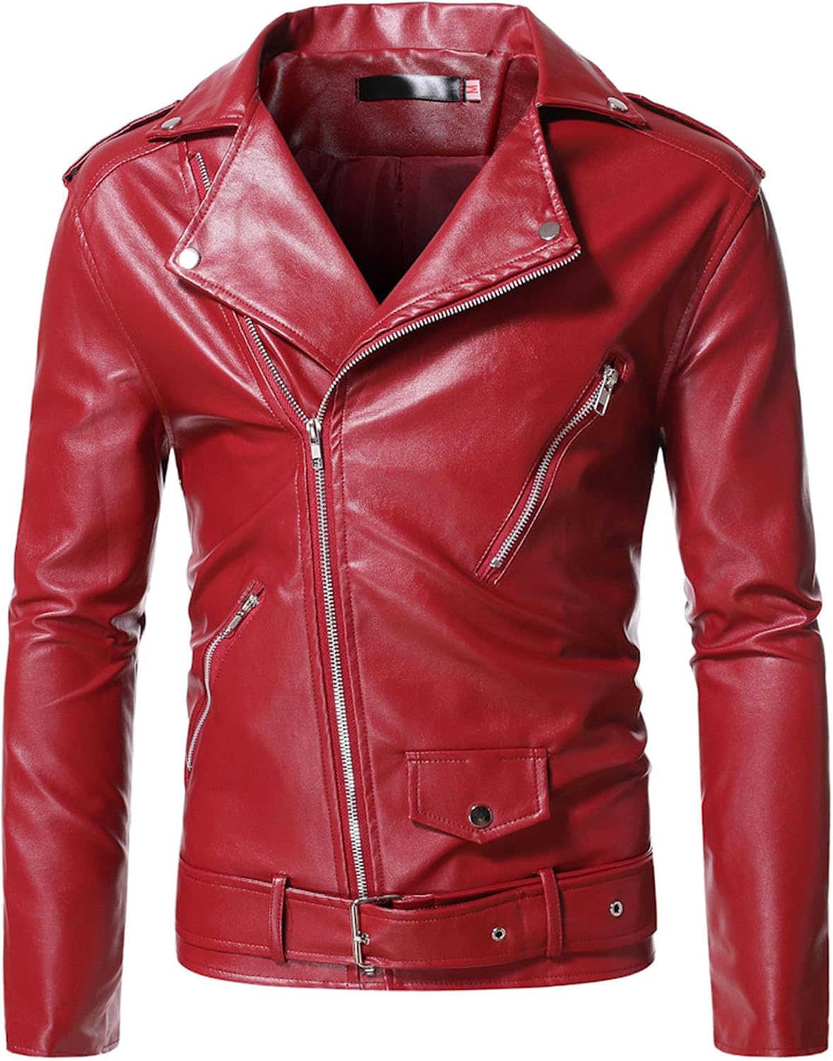 Maiyifu-GJ Men's Leather Jackets Faux Leather Motorcycle Zipper Jacket Casual Lightweight Zip-Up Biker Coat Windbreaker
