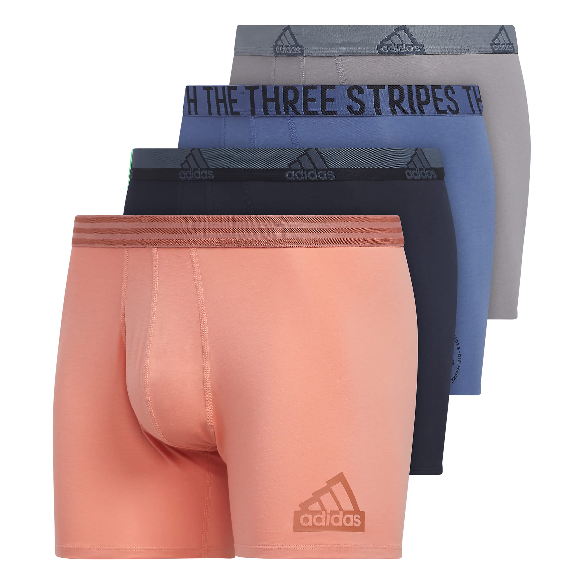 adidas Men's Stretch Cotton Boxer Brief Underwear (4-Pack)