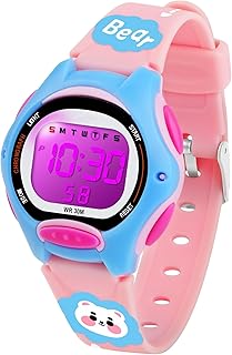 Digitale Kinderuhr Jungen Mädchen, 7-Farben-LED, Armbanduhr Kinder mit Wecker, Stoppuhr, Datum, 5 ATM wasserdichte Outdoor Sportuhr Kinder Uhren für Teenager