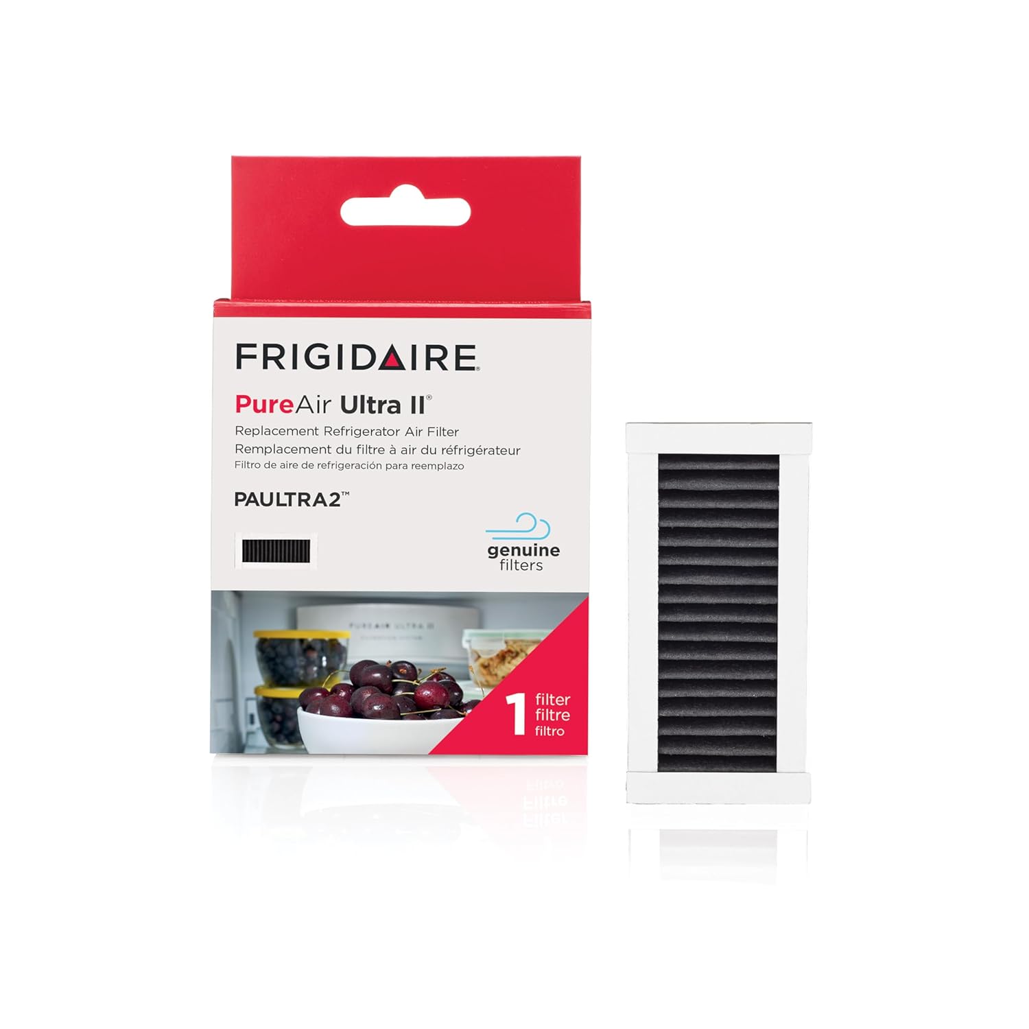 FRIGIDAIRE PAULTRA2 Pure Air Ultra II Refrigerator Air Filter with Carbon Technology to Absorb Food Odors 3 8