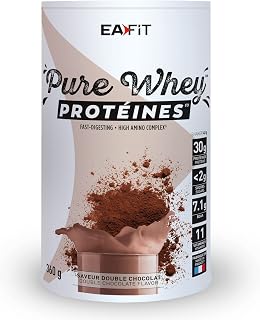 WHEY PROTEIN - Double Chocolat - EAFIT - Marque Française N°1 en Nutrition Sportive - 30g de Proteine Whey - BCAA - Shaker Proteine - Pre Workout, Musculation - Protéines Whey - 360 g